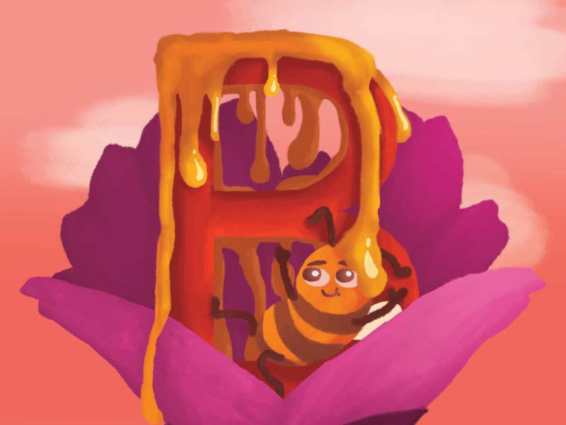 illustrated bee on a flower